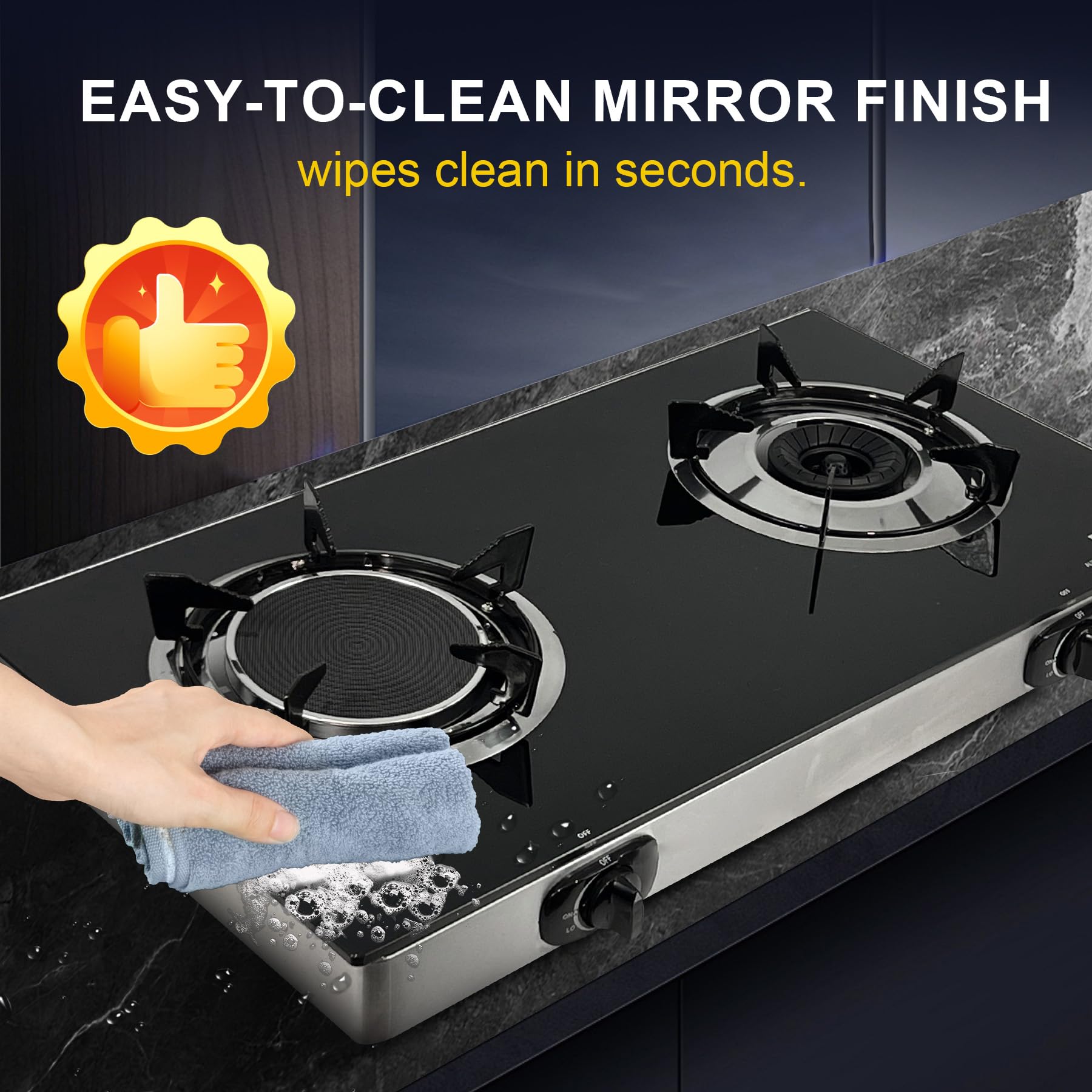Dual Burner Propane Stove auto-ignition allows quick start without matches