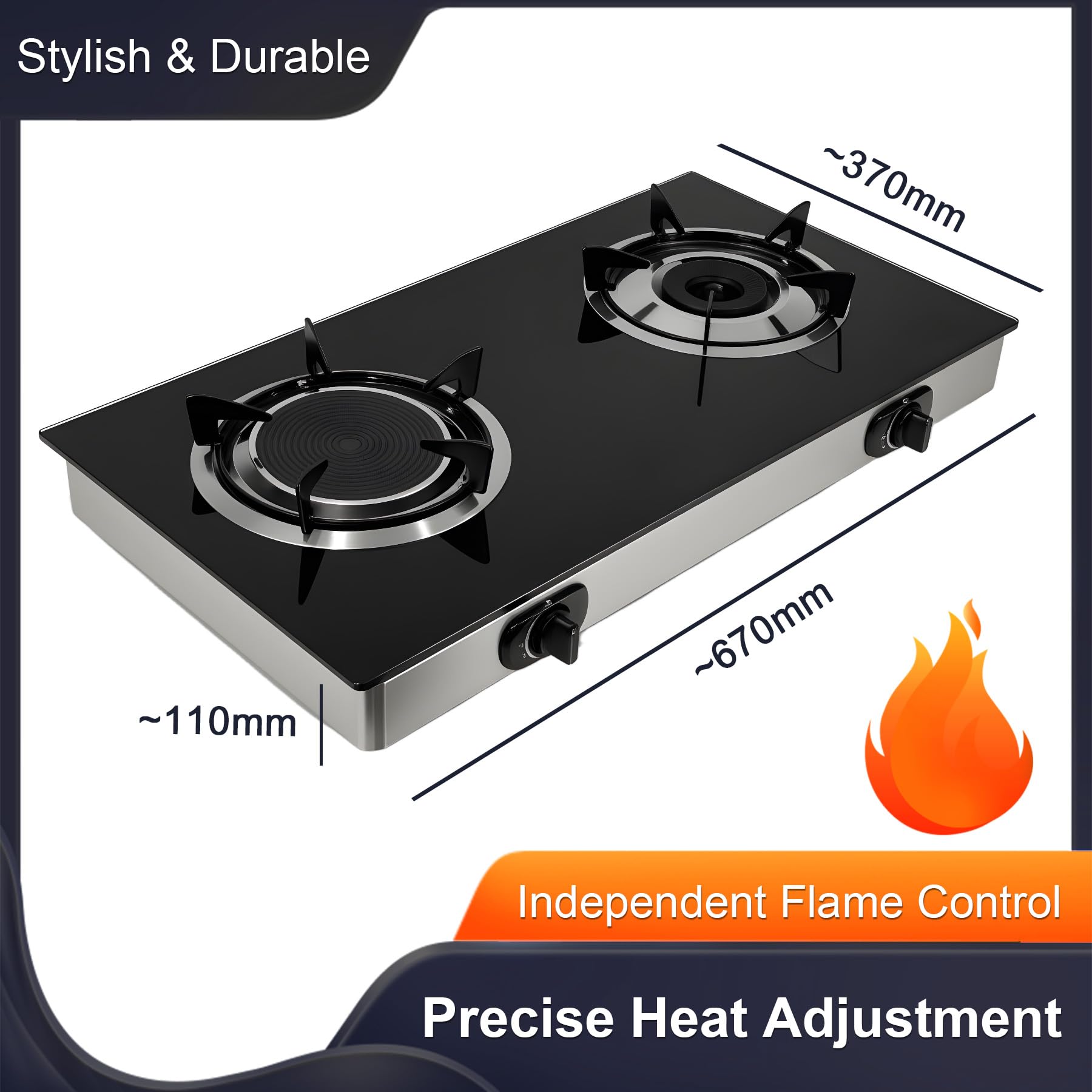 Dual Burner Propane Stove in use for camping shows infrared and blue flame versatility