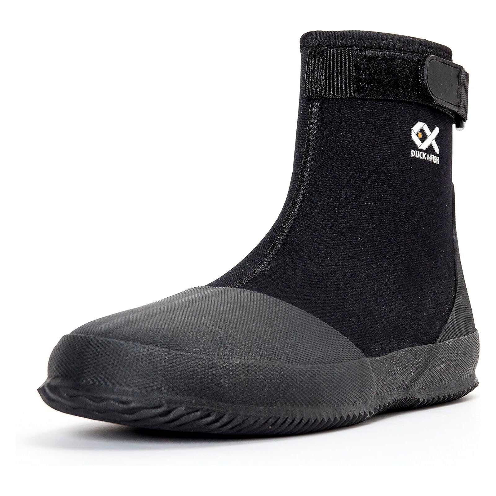 Duck & Fish neoprene flat wading shoe front view with 5 mm neoprene upper for warmth