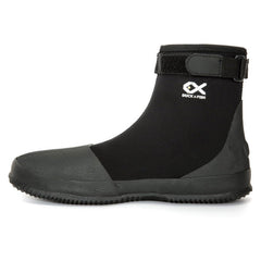 Duck & Fish neoprene flat wading shoe side view shows adjustable cuff for secure fit