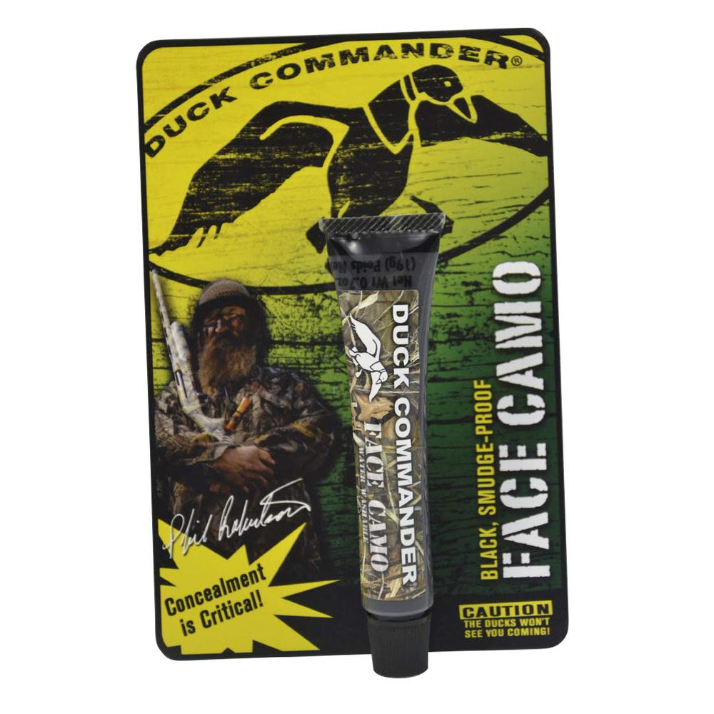 Duck Commander Face Camo conceals features for unseen hunting