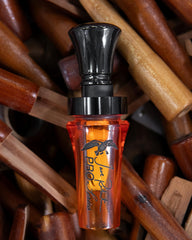 Duck Commander Jase Robertson Pro Series duck call double reed close-up demonstrates reliable performance.