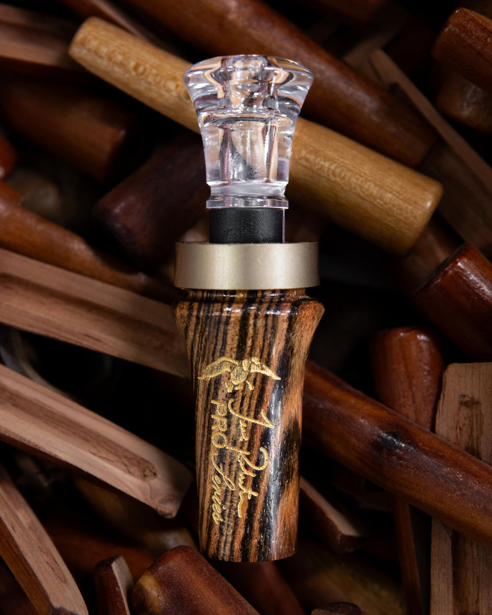 Close-up of polycarbonate insert in Duck Commander call showing durable insert