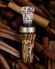 Close-up of polycarbonate insert in Duck Commander call showing durable insert