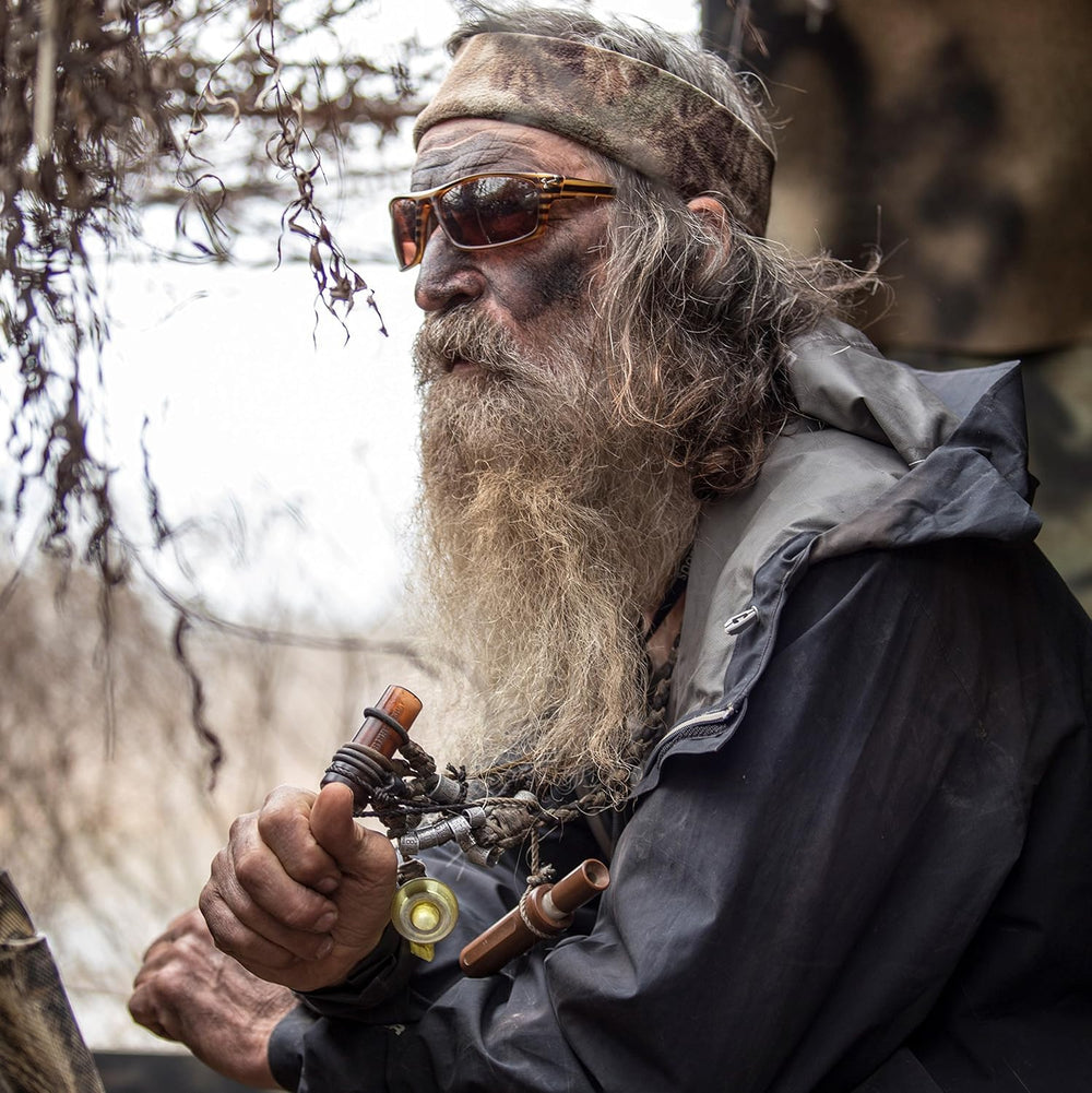 Duck Commander Jase Robertson Pro Series duck call reed detail highlights double reed technology.