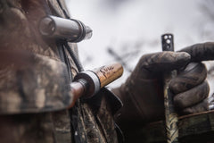 Duck Commander Phil Robertson Pro Series duck call barrel detail highlights durable oak construction.