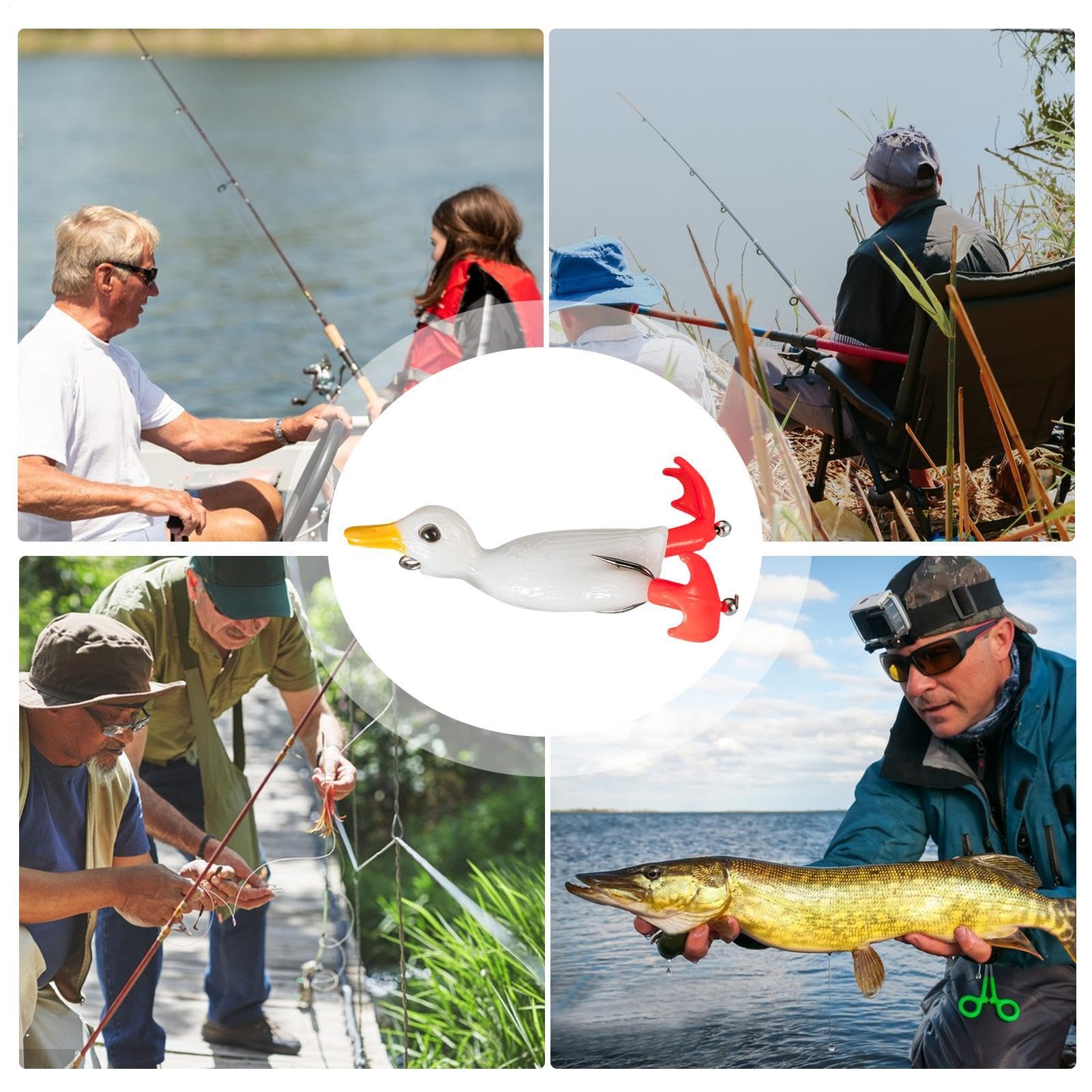 Duck Fishing Lure uses durable PVC and carbon steel for tough conditions.