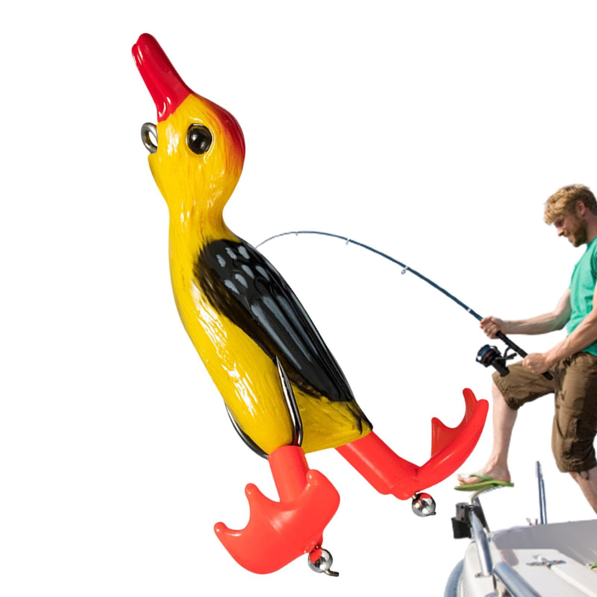 Duck fishing lure topwater action with splashy wobble attracts bass