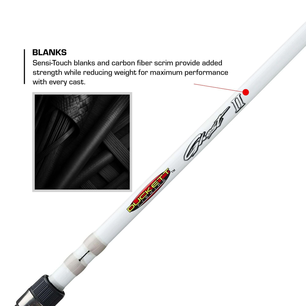 Duckett Ghost II ergonomic EVA grip enhances comfort during long fishing sessions