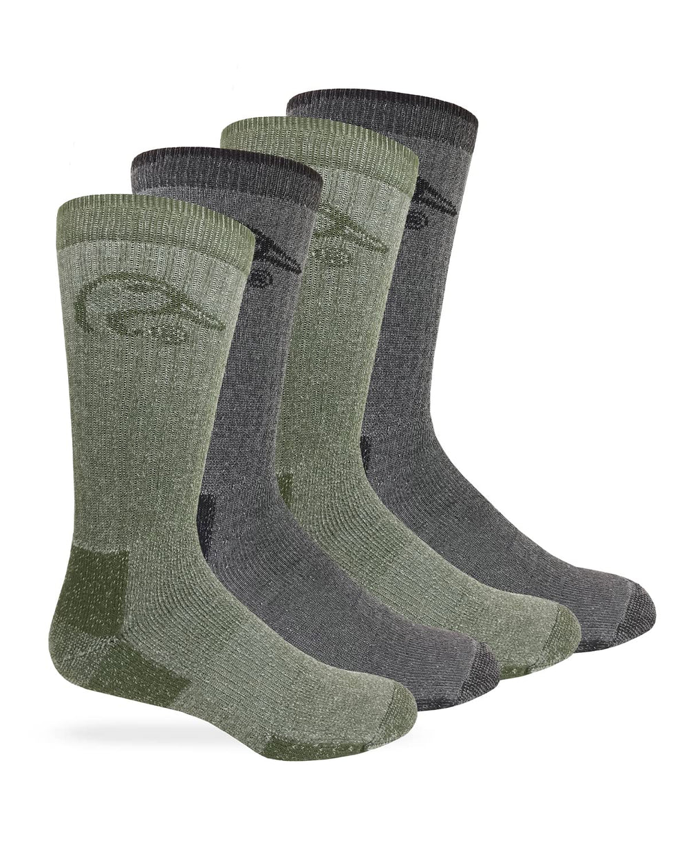 Ducks Unlimited full cushion wool blend socks in black and olive for all-day comfort