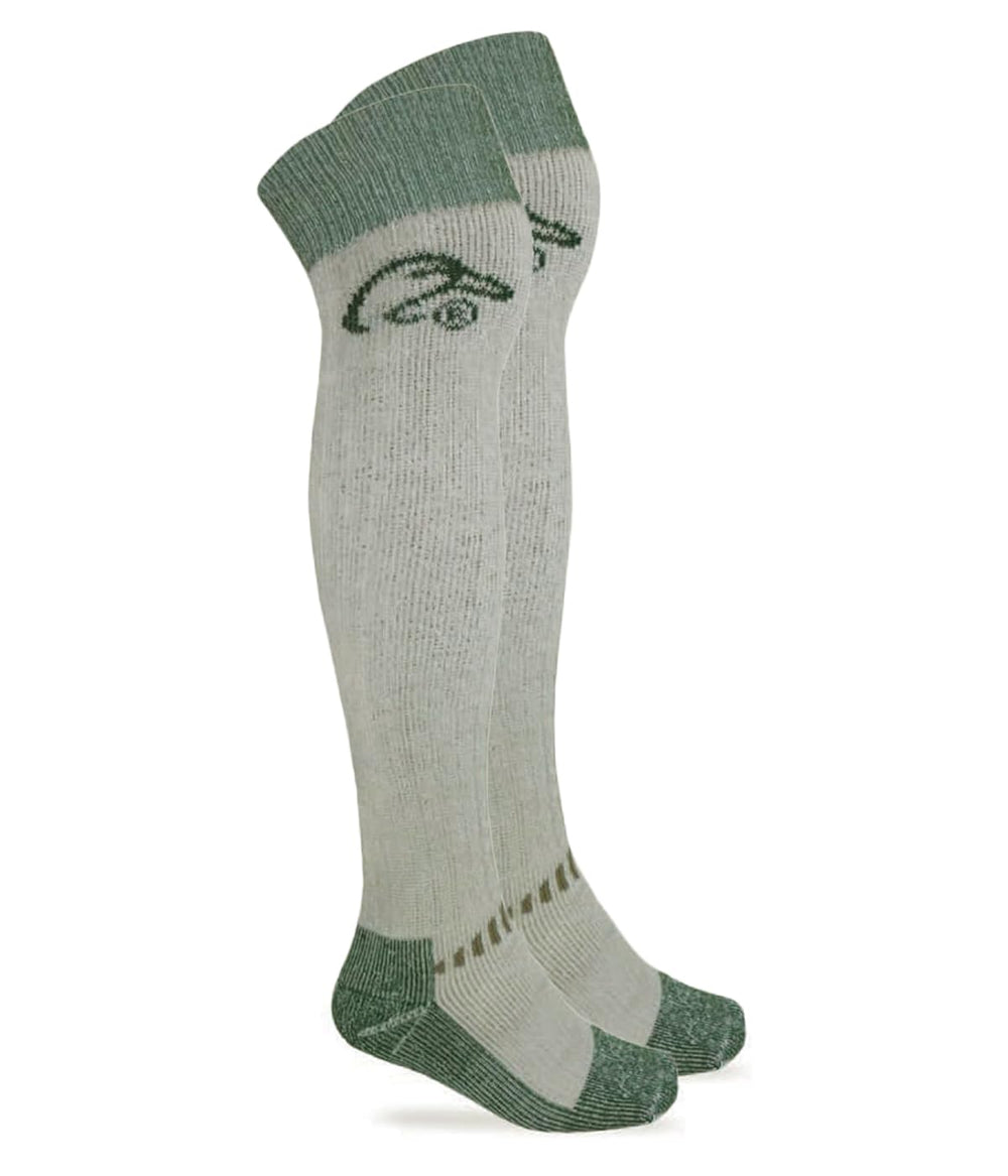 Ducks Unlimited merino tall wader sock, 26-inch over-the-knee length for warmth.