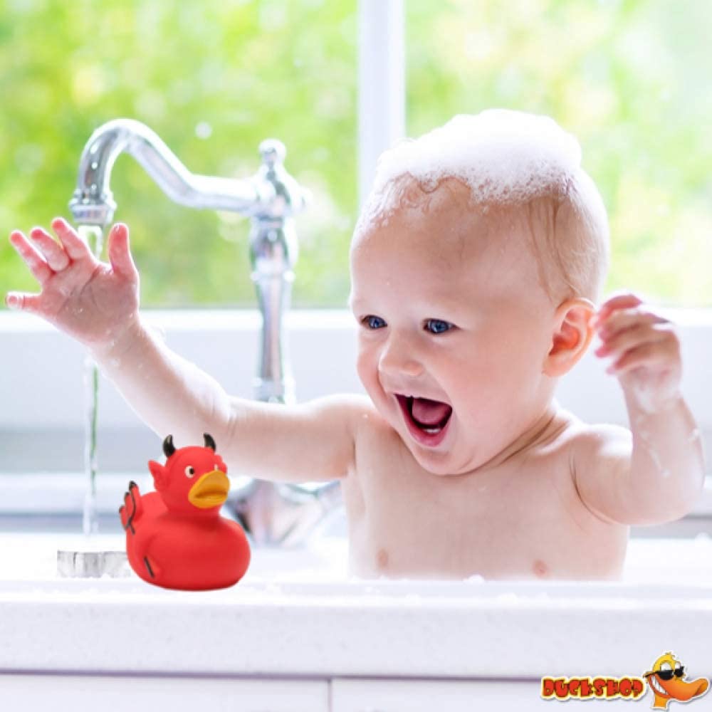 Duckshop Rubber Duck Devil for desk display, playful office accessory