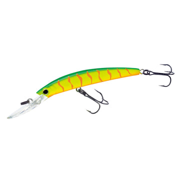 Duel Crystal Minnow Deep Diver Walleye lure in hot tiger for freshwater trolling