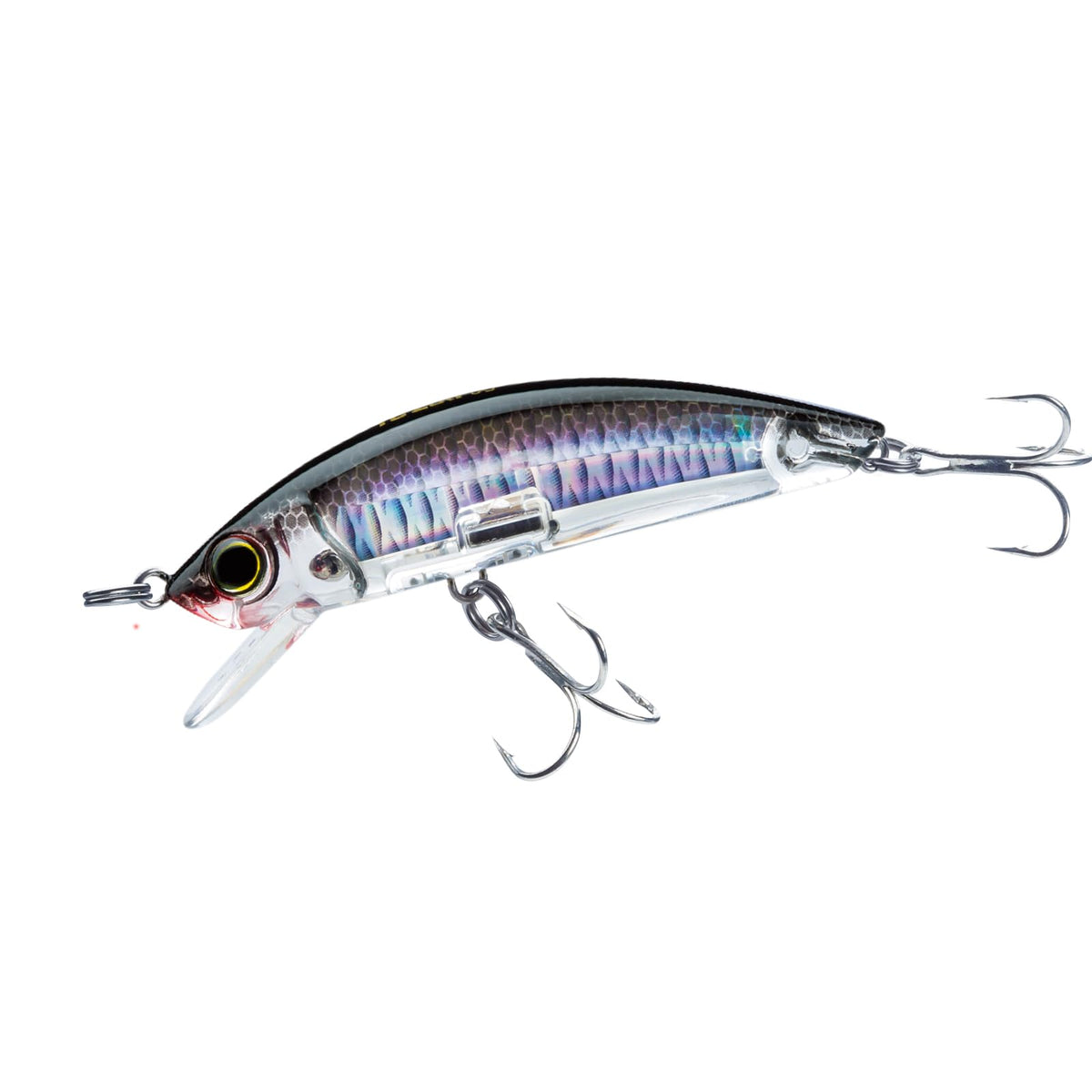 Duel Yo-Zuri 3D Inshore Minnow lure in silver-black, high reflectivity boosts visibility.