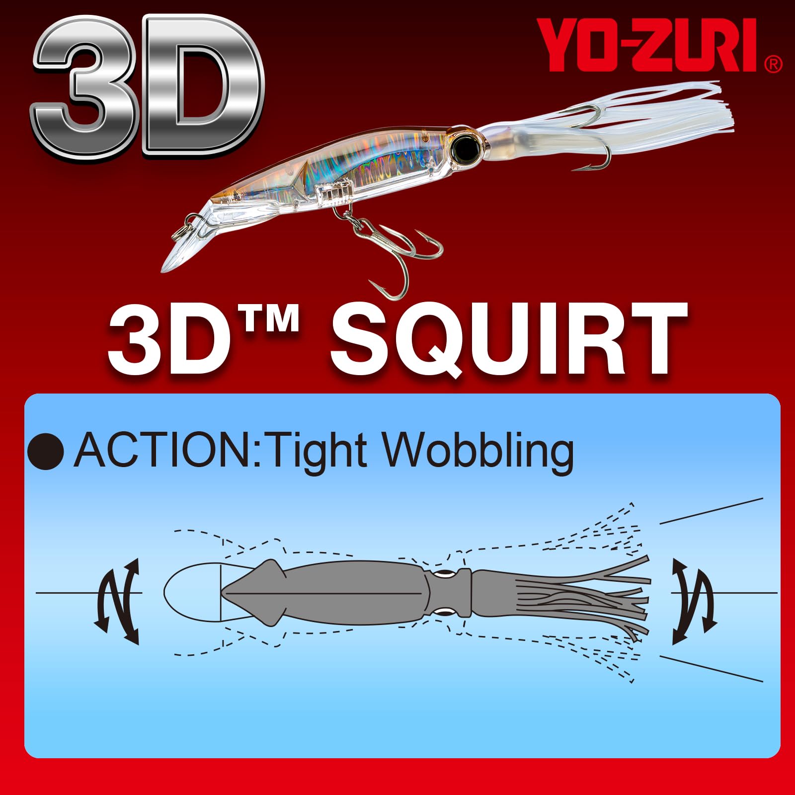 Duel Yo-Zuri 3D Squirt prism finish close-up highlighting color shift