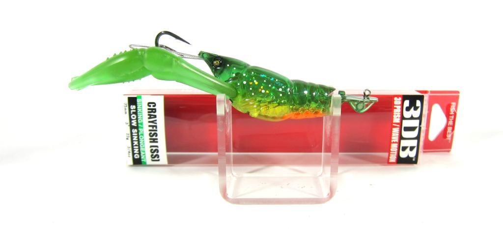 Duel Yo-Zuri 3DB Crayfish side profile shows lifelike movement and vibration.