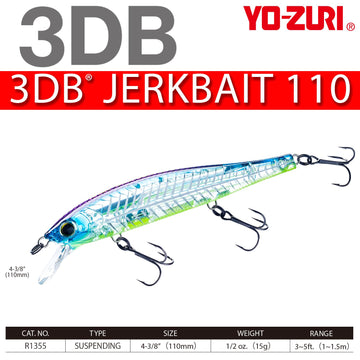 Duel Yo-Zuri 3DB Jerkbait 110 in water demonstrates 3-5 ft diving depth.