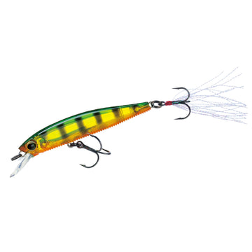 Duel Yo-Zuri 3DB Jerkbait Prism Perch lure flashing in clear water to attract bass