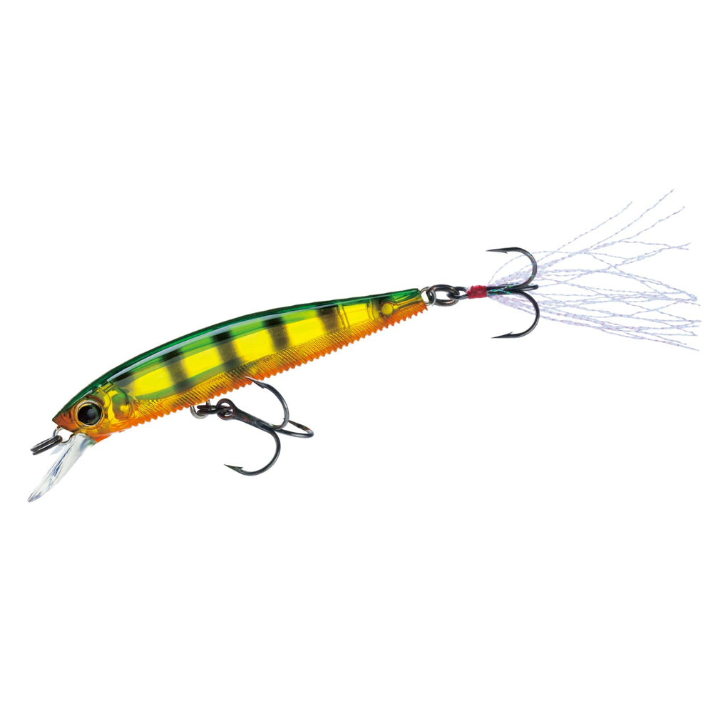 Duel Yo-Zuri 3DB Jerkbait Prism Perch lure flashing in clear water to attract bass