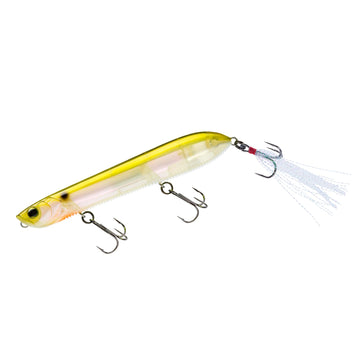 Duel Yo-Zuri 3DB Pencil Popper Ghost Pearl Shad front view highlights reflective prism lure