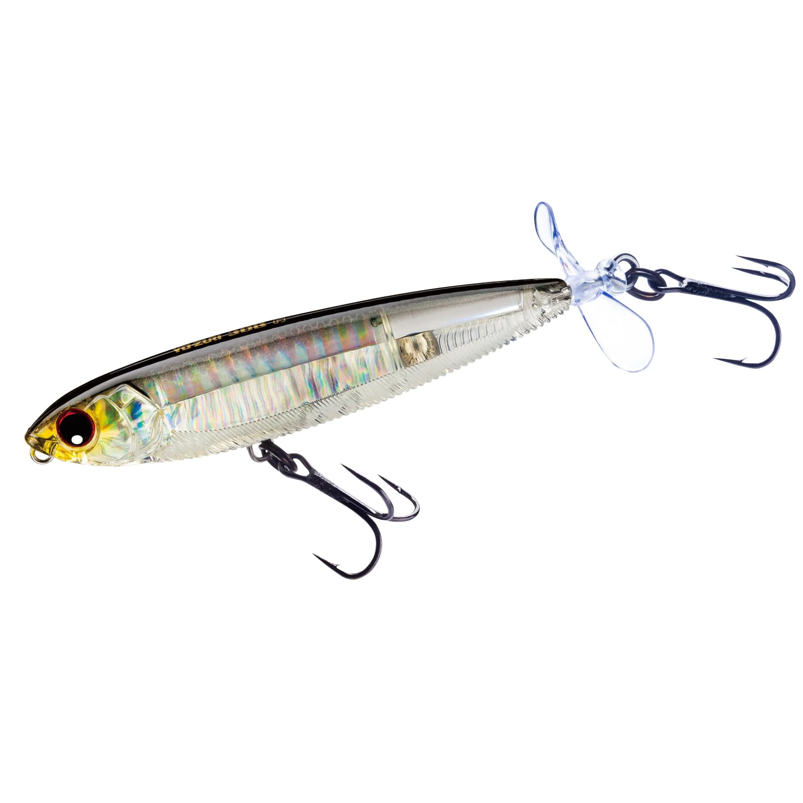 Duel Yo-Zuri 3DB Prop lure top view reveals prism flash for attracting bass