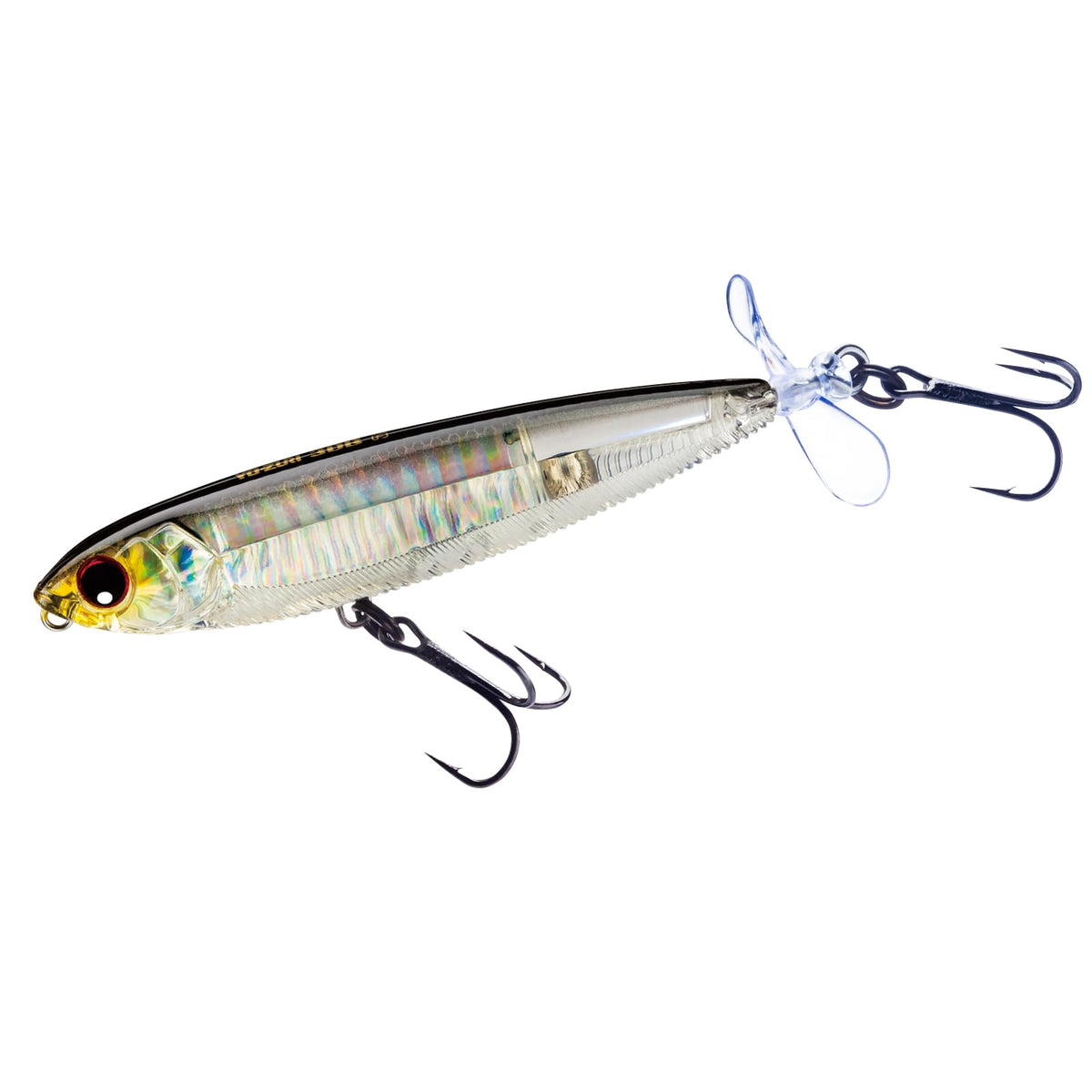 Duel Yo-Zuri 3DB Prop lure top view reveals prism flash for attracting bass