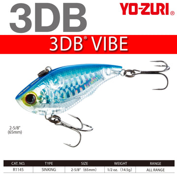 Duel Yo-Zuri 3DB Vibe prism ghost pattern close-up highlighting realistic coloration.
