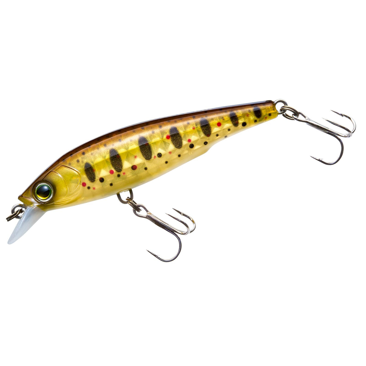 Duel YO-ZURI 3DR-X jerkbait front view in pearlbrown-trout color for lifelike pulses.