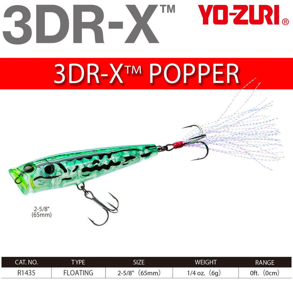 Duel Yo-Zuri 3DR-X Popper black nickel hooks detail durability.