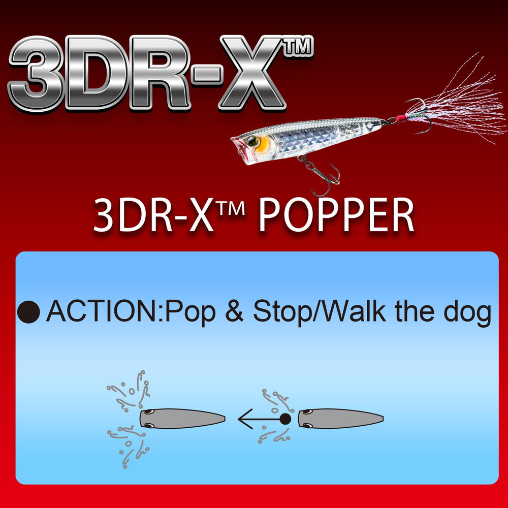 Duel Yo-Zuri 3DR-X Popper rattles visible for added attraction.