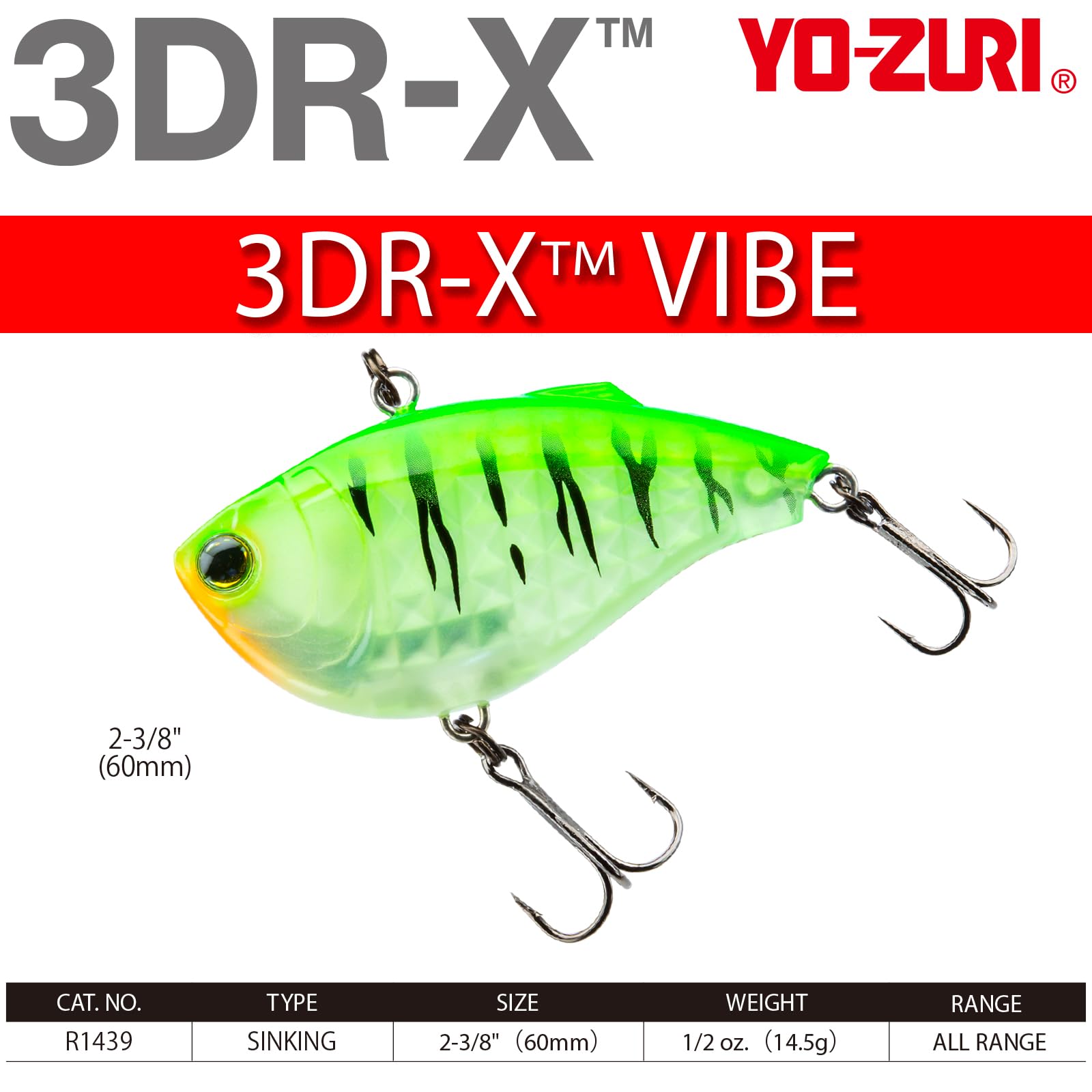Duel Yo-Zuri 3Dr-X Vibe glow pattern photo demonstrates luminescent tiger coloration for attracting fish