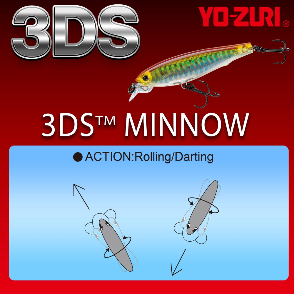Duel Yo-Zuri 3DS Minnow with black nickel hooks supports reliable hookups.