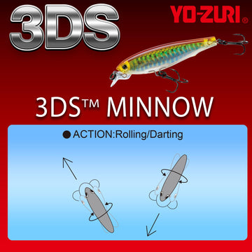 Duel Yo-Zuri 3DS Minnow Ripbait diamond lip enables long casts and steady wobble