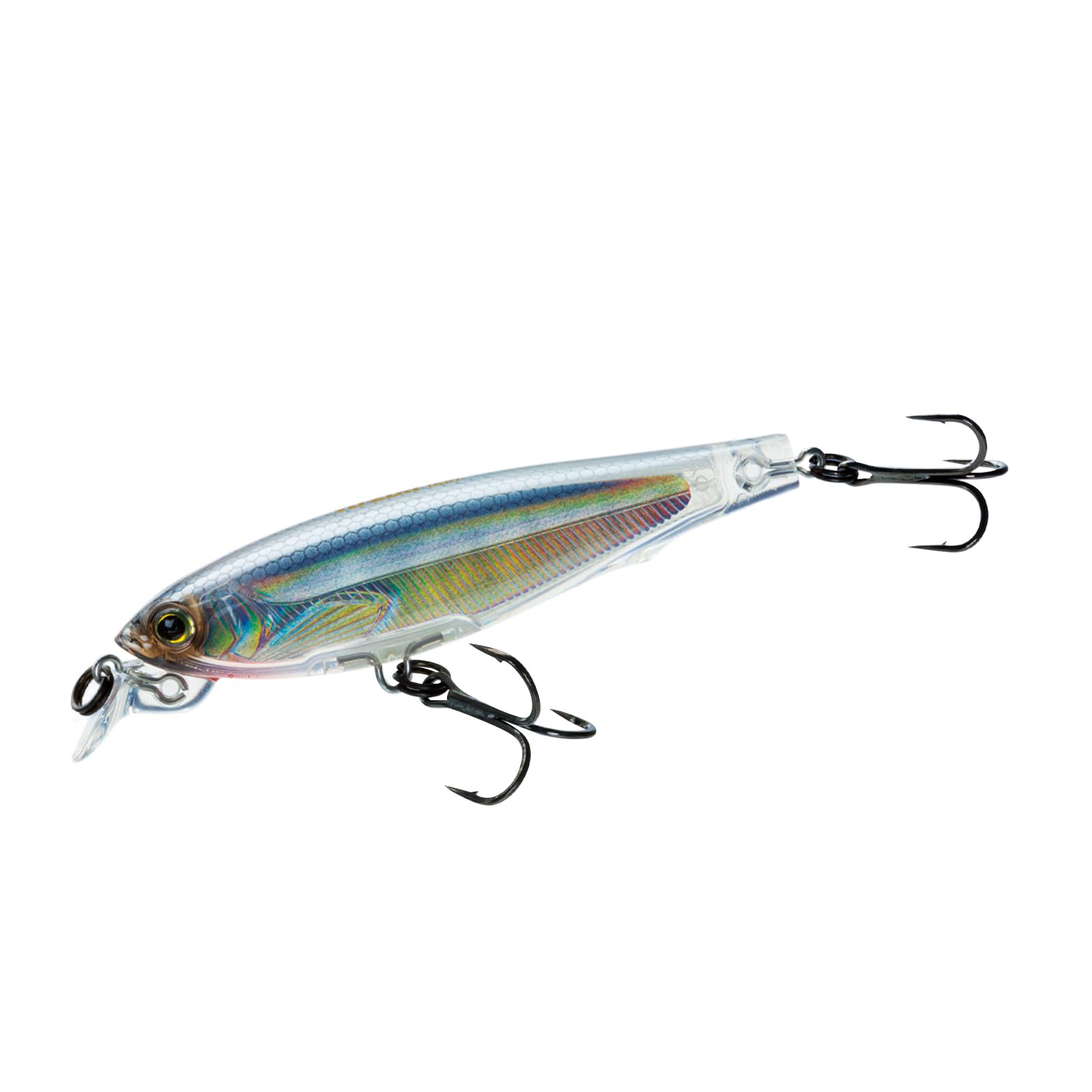 Yo-Zuri 3DS Minnow front view with holographic ghost shad finish for versatile fishing