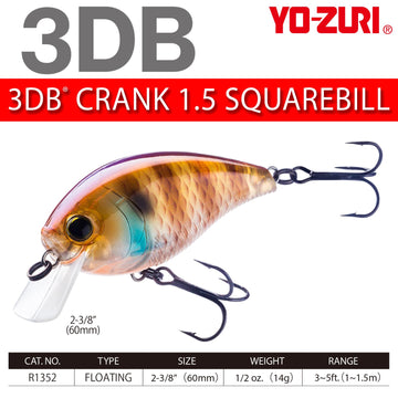 Duel YO-ZURI Bath Lure 3DB Crank 60mm 3D Lens close-up reveals flashing detail