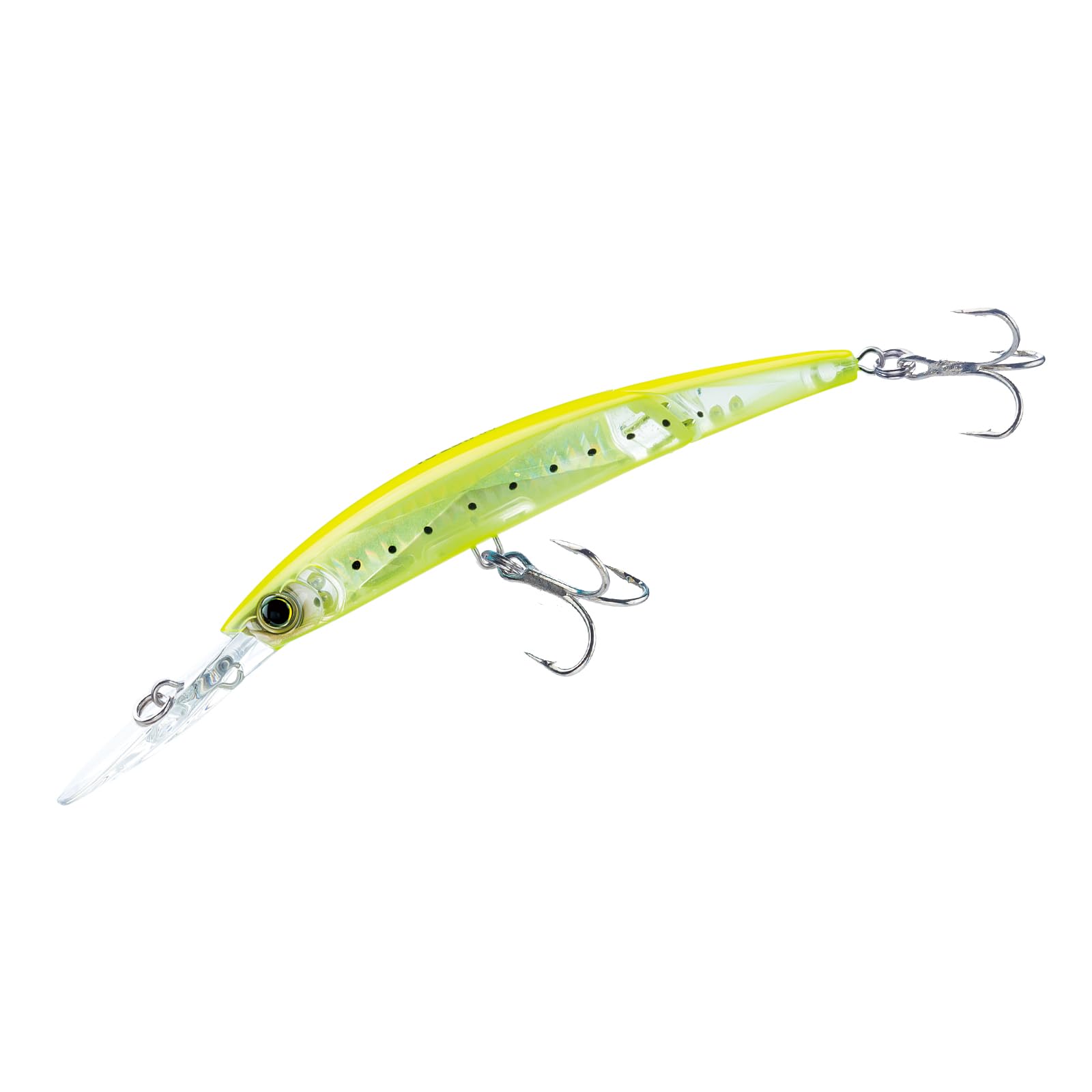 Duel Yo-Zuri Crystal 3D Minnow deep-diver jointed lure in chartreuse silver for deep water trolling