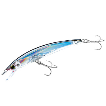 Duel Yo-Zuri Crystal 3D Minnow Silver Black sinking lure for responsive fish attraction.