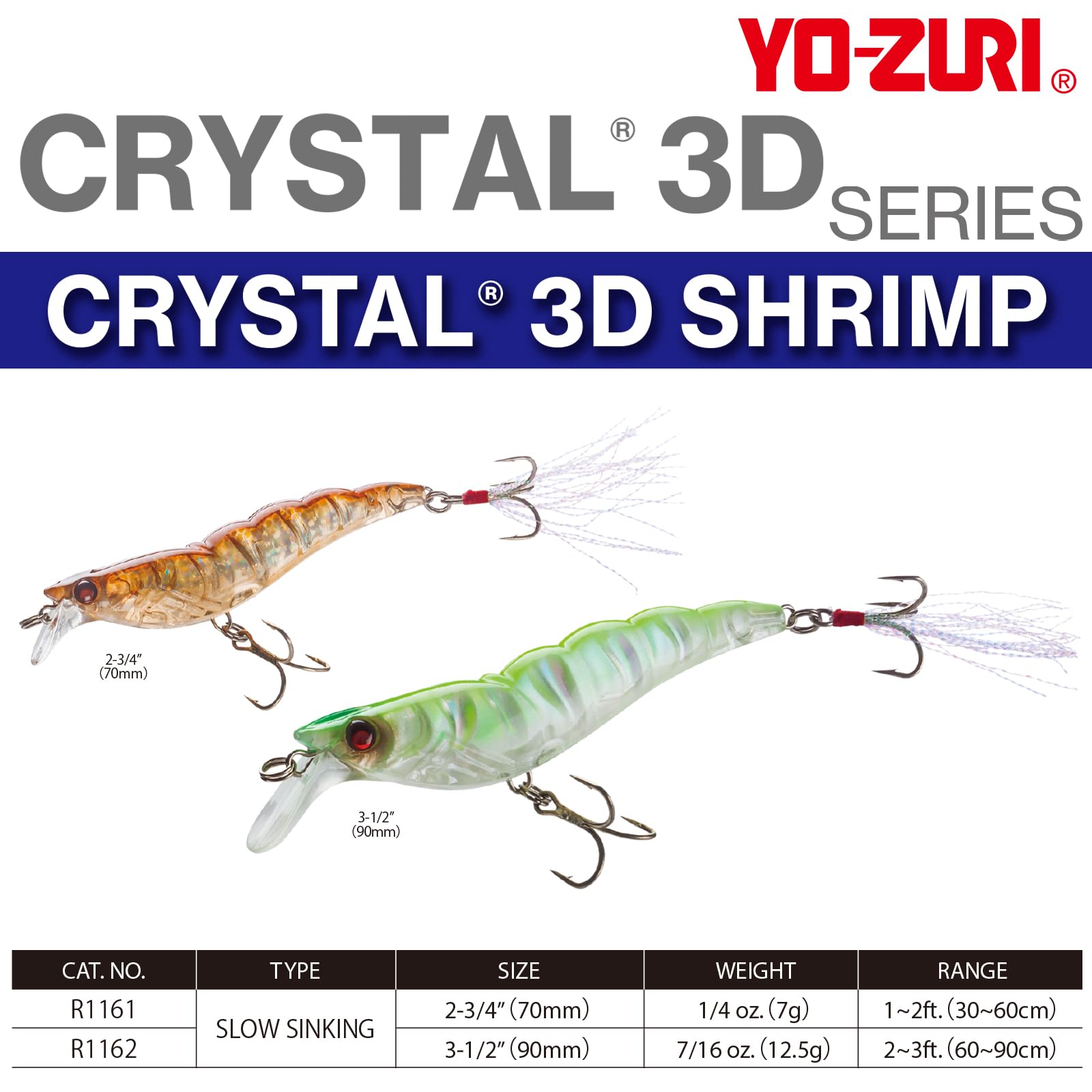 Duel Yo-Zuri Crystal 3D Shrimp eyes highlight visibility and lure.