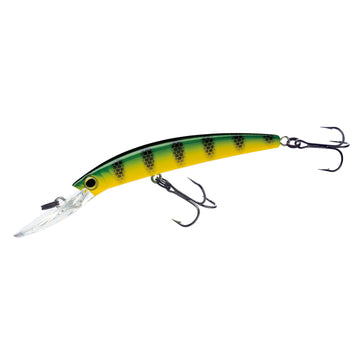 Yo-Zuri Crystal Minnow Deep Diver Walleye lure in Green Perch for freshwater trolling.