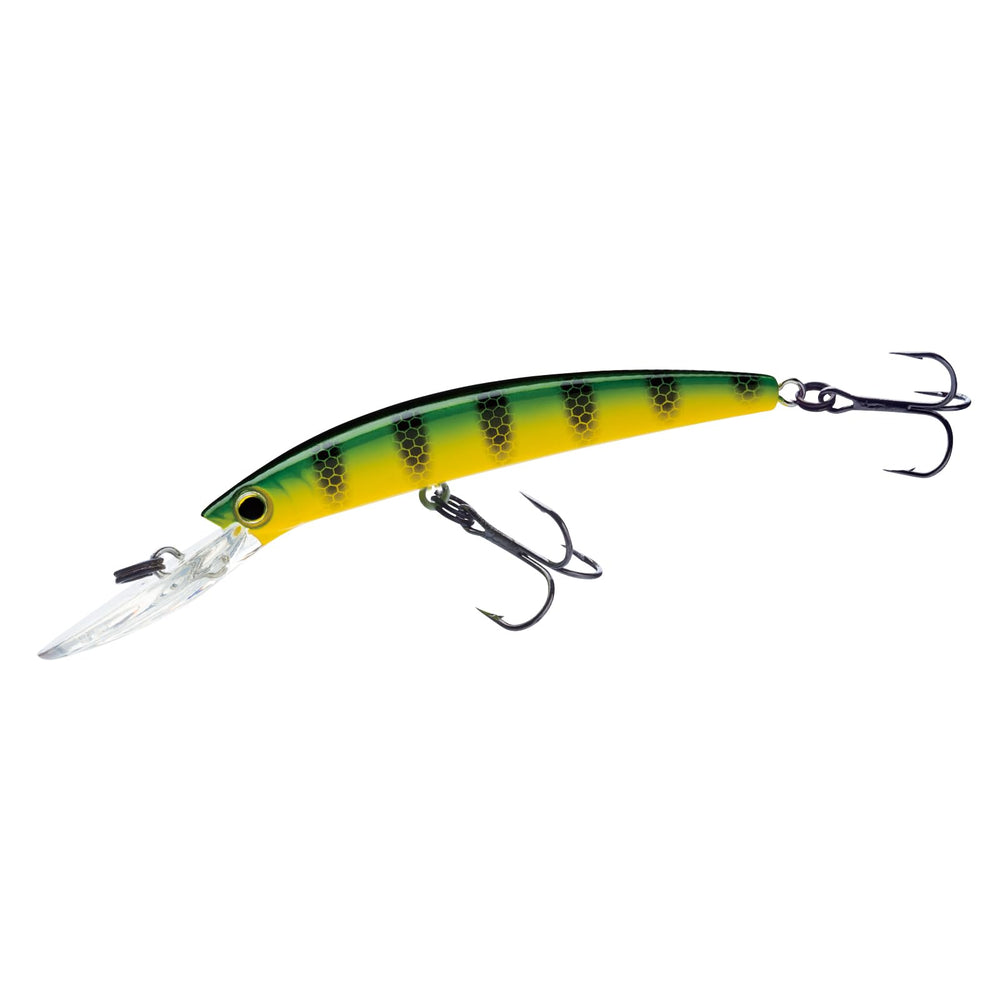 Yo-Zuri Crystal Minnow Deep Diver Walleye lure in Green Perch for freshwater trolling.