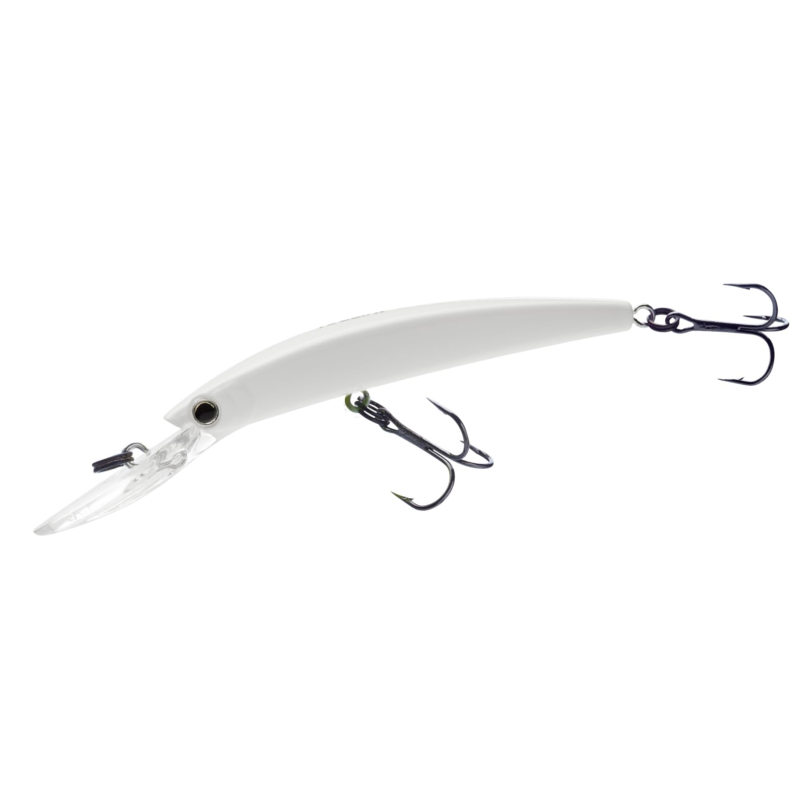 Duel Yo-Zuri Crystal Minnow Deep Diver Walleye lure in white, ideal for freshwater trolling.