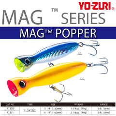 Duel YO-Zuri Mug Popper clear center of gravity action shot shows surface appeal