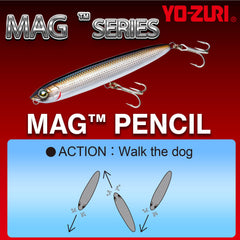 Duel YO-ZURI yellow floating lure in packaging showing MAG BULLET gravity tech.