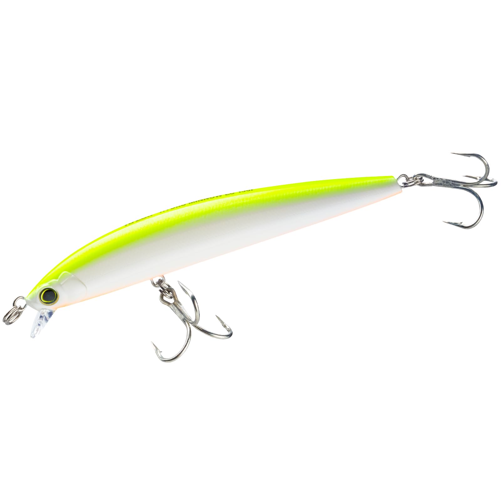 Yo-Zuri Hydro Minnow LC pearl chartreuse front view highlighting tapered body and reflective finish for long casts.