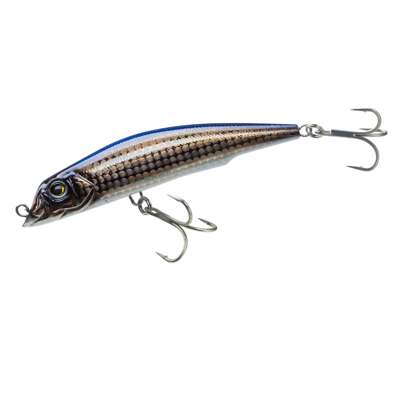 Duel Yo-Zuri Mag Darter ghost black front view shows long cast potential.