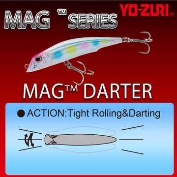Duel Yo-Zuri Mag Darter ghost black through-wire construction shown up close.