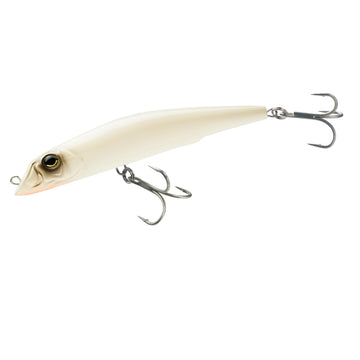 Duel Yo-Zuri Mag Darter bone lure 105mm shows long cast potential and bone color.