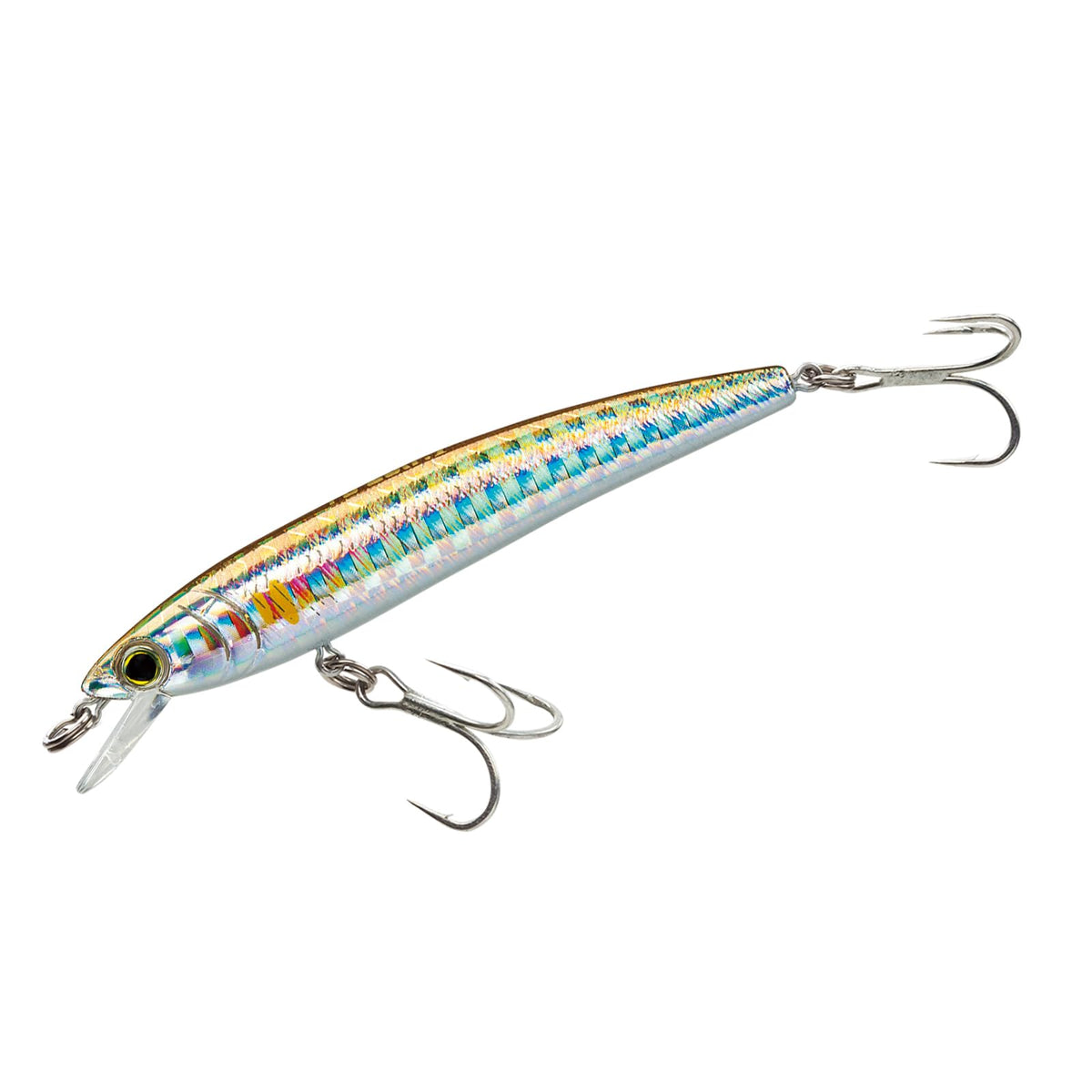 Duel Yo-Zuri Pins Minnow lure in baby bass color for precise casts in lakes