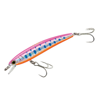 Duel Yo-Zuri Pins Minnow lure in hot pink trout for shallow spring feeding.