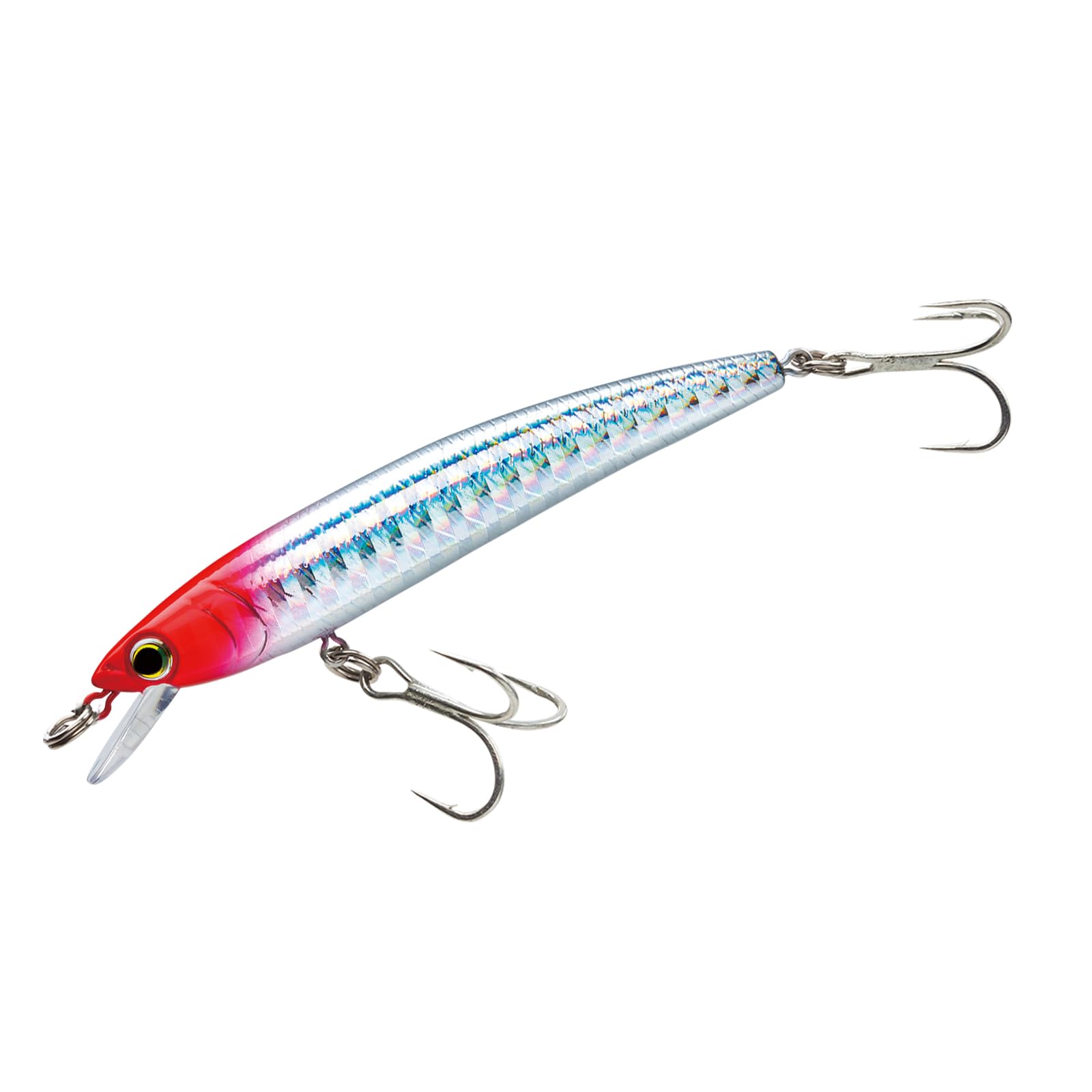 Duel Yo-Zuri Pins Minnow red head front view, versatile multispecies lure for casting and trolling